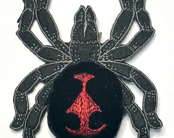 Black Widow Velvet Spider patch, Black Widow pin, Black Widow Spider embroidery patch, spider pin