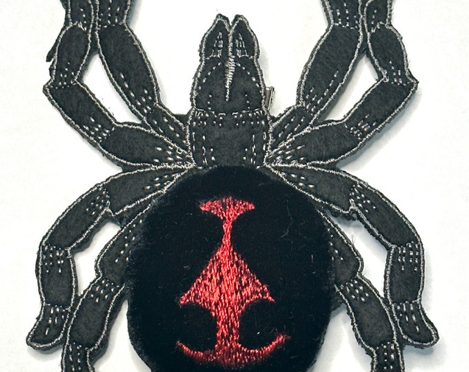 Black Widow Velvet Spider patch, Black Widow pin, Black Widow Spider embroidery patch, spider pin