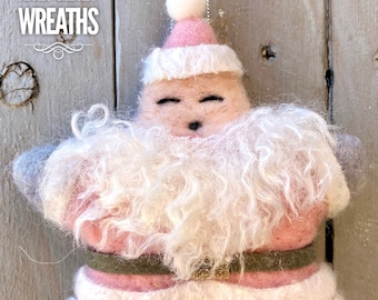 Pink Santa star ornament, pink Santa, pink star ornament, holiday wreath Supplies