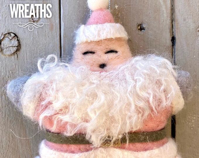 Pink Santa star ornament, pink Santa, pink star ornament, holiday wreath Supplies