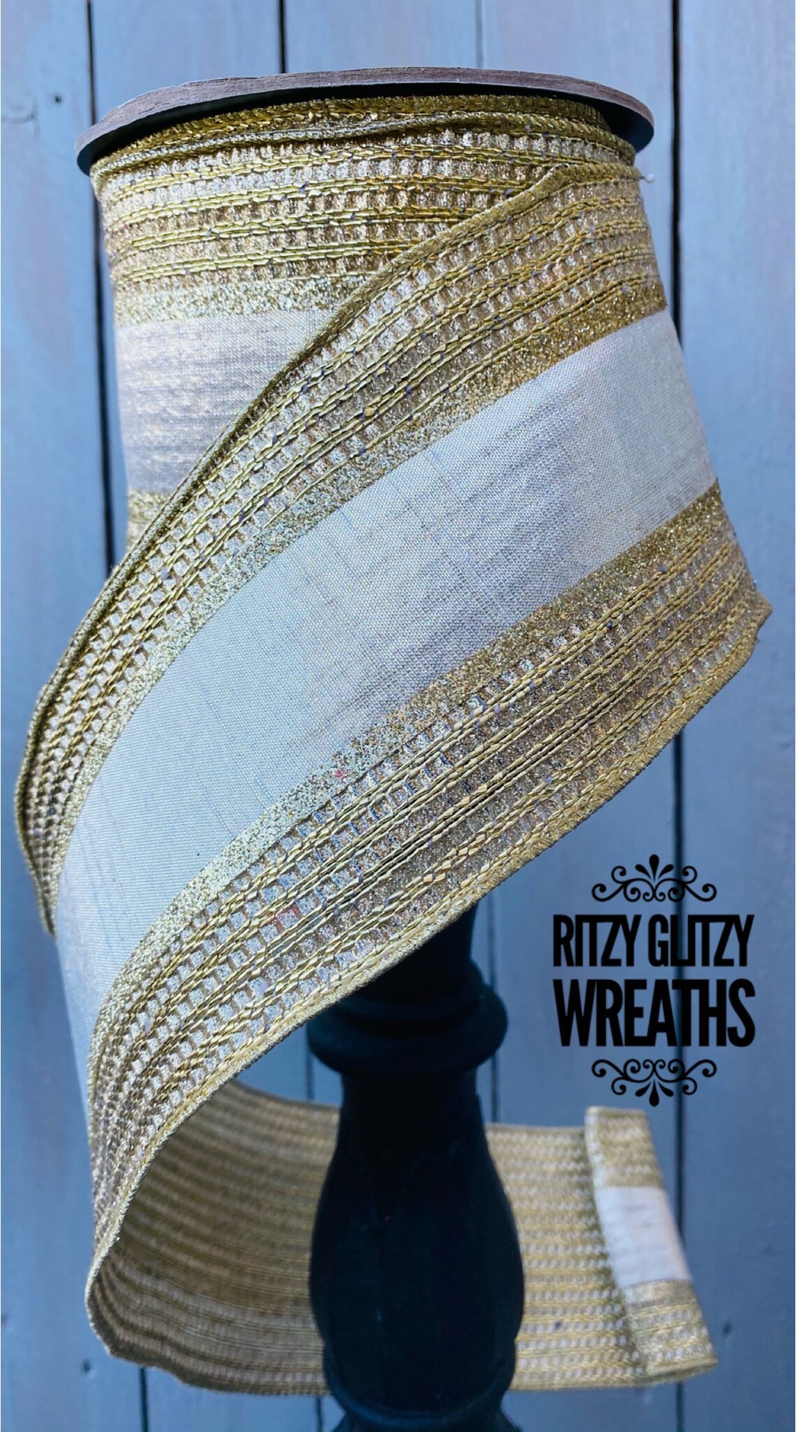 Farrisilk Ribbon metallic gold and platinum ribbon Wired Etsy