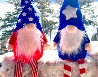 Lighted gnomes, patriotic gnomes, Ritzy Glitzy Wreaths, American Wreath Decor