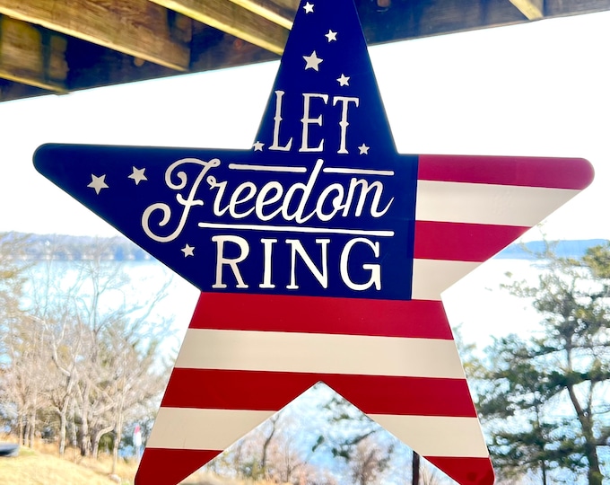 Patriotic star, Large Star Sign, Let Freedom Ring Metal Sign, Ritzy Glitzy Wreaths Patriotic Star Sign, Patriotic Decoration