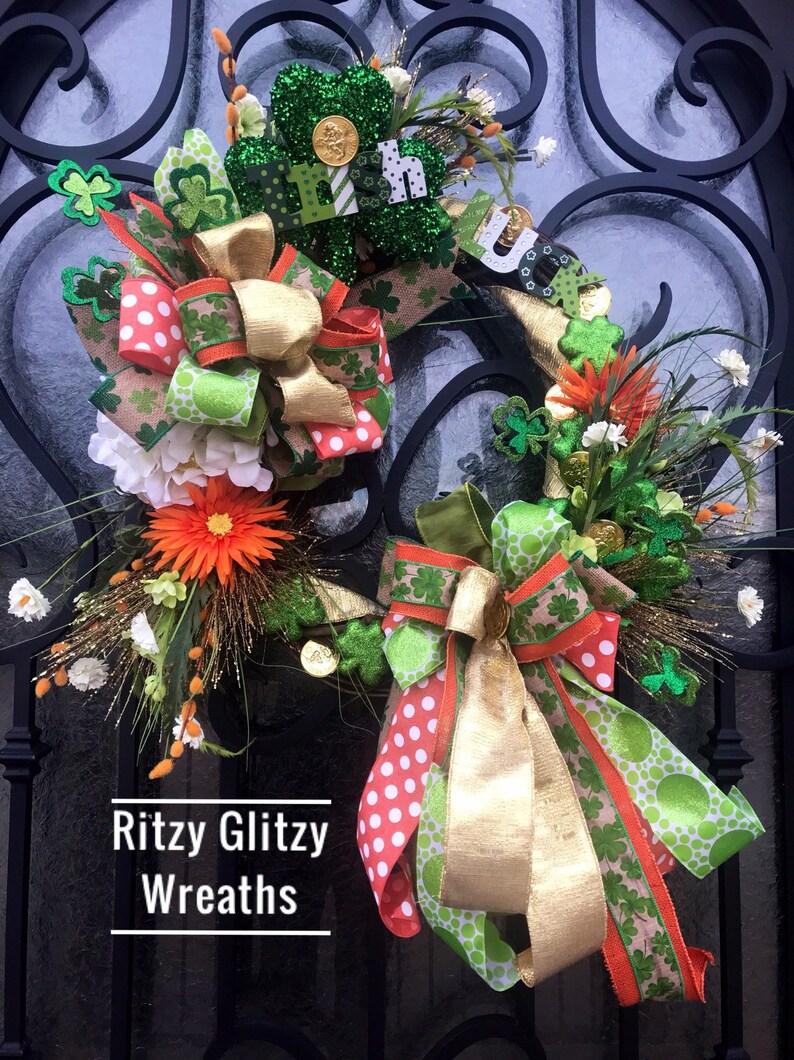 Home Decor St Patricks Day Wreath Spring Wreath Irish Wreath Front Door St Paddy S Day Spring Decor Irish Wreaths Home Living