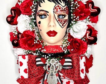 Valentine Wreath for Front Door, mannequin wreath, Valentine Front Door Wreath. Valentines Day Wreath for Front Door, Feb 14