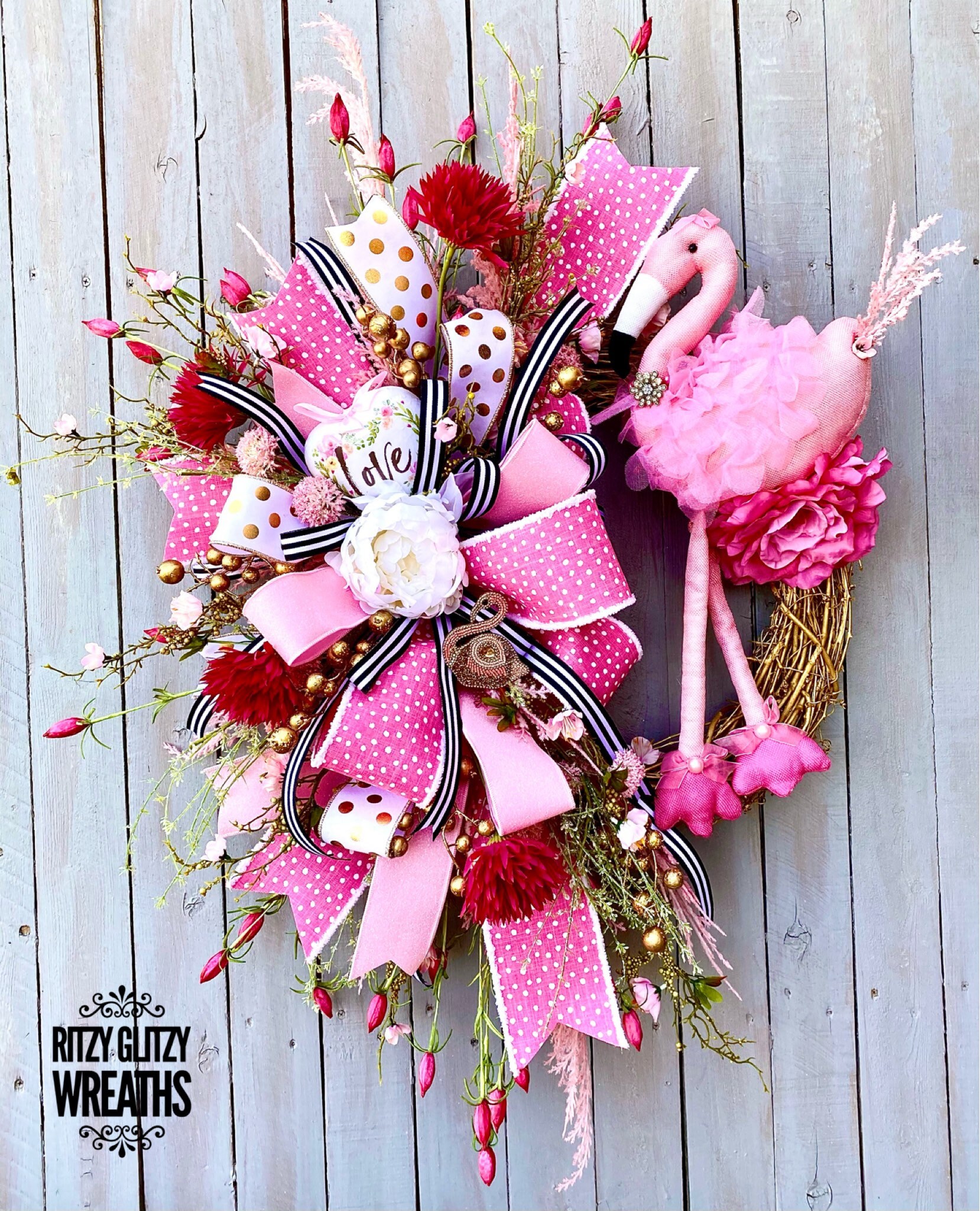 Pink Flamingo Wreath, Flamingo Wreath, Pink Wreath, Wreath, Everyday