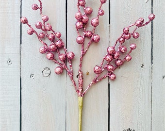 Pink berries, Easter pink berry pick, glitzy pink berries