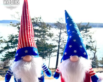 Lighted gnomes, patriotic gnomes, Ritzy Glitzy Wreaths, American Wreath Decor