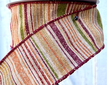 Fall Stripes Ribbon, Fall ribbon, Autumn Ribbon, Designer Ribbon, Wreath Supplies, 2.5" fall ribbon, Farrisilk Ribbon