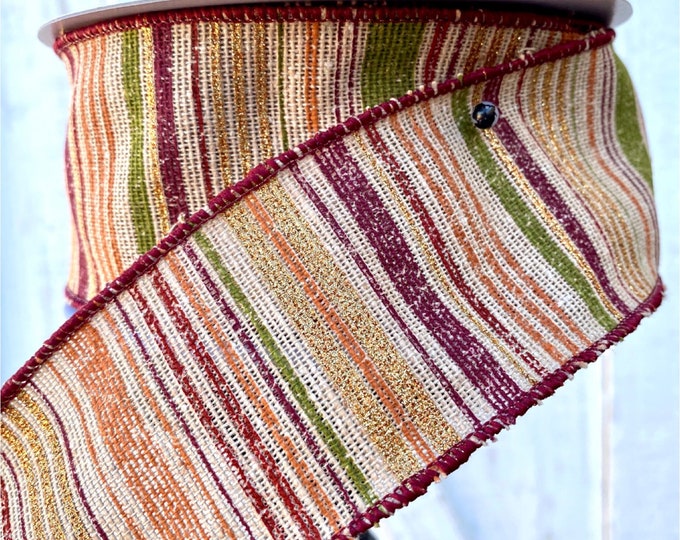 Fall Stripes Ribbon, Fall ribbon, Autumn Ribbon, Designer Ribbon, Wreath Supplies, 2.5" fall ribbon, Farrisilk Ribbon