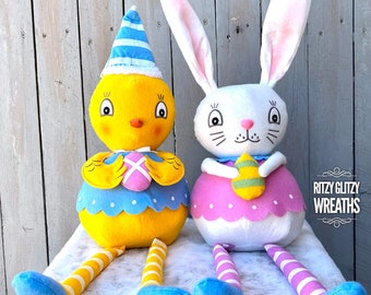 Easter Bunny and Chick, Easter Bunny decor, Easter Chick Decor, Spring Decor