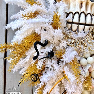 Halloween Skull Wreath, moth man wreath, Bad Boy Skull wall art, skull art, Fall skull Decoration, Skeleton Wreath, Skeleton Swag image 6