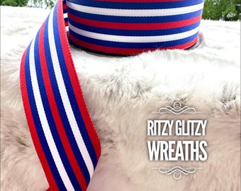 Patriotic Ribbon, Patriotic striped ribbon, patriotic decor, red white and blue, Americana Ribbons, D Stevens ribbons