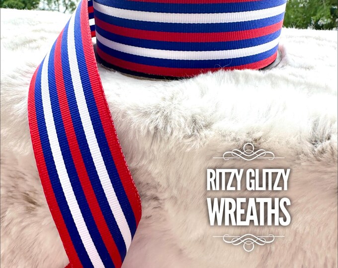 Patriotic Ribbon, Patriotic striped ribbon, patriotic decor, red white and blue, Americana Ribbons, D Stevens ribbons