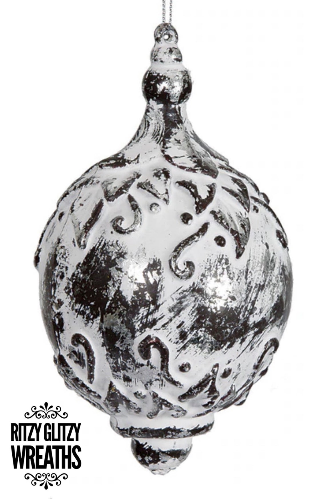 Antique ornament black and white finial ornament antique Etsy