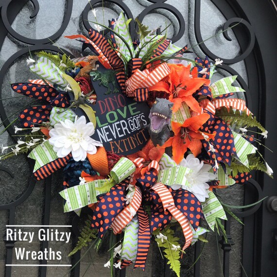 Jurassic World Dinosaur Decorations Floral Wreath Everyday Etsy