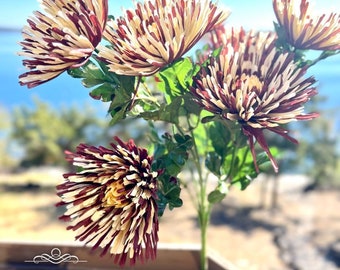 Faux Beige & Mauve Mums: Fall Floral Bundle, 24"