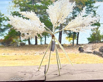 Pampas Grass faux floral, white pampas grass, flocked pampas grass, wreath floral, RAZ pampas grass floral