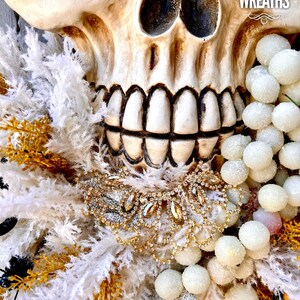 Halloween Skull Wreath, moth man wreath, Bad Boy Skull wall art, skull art, Fall skull Decoration, Skeleton Wreath, Skeleton Swag image 7