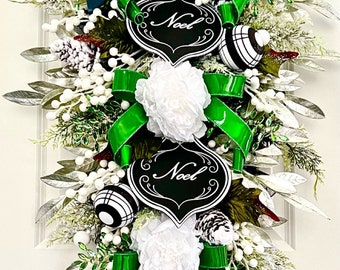 Christmas Wreath, Christmas Swag, Noel swag, green Wreath, Jeweled Wreath, Decorations