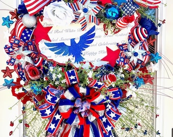 Patriotic Wreath, Americana Wreath, USA Wreath, Red White and Blue Wreath, Front Door American Wreath