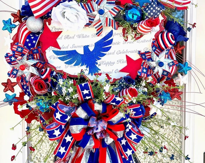 Patriotic Wreath, Americana Wreath, USA Wreath, Red White and Blue Wreath, Front Door American Wreath