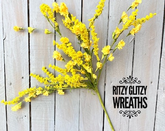 Yellow Clover Berry Bush: Spring Summer Faux Floral (18")