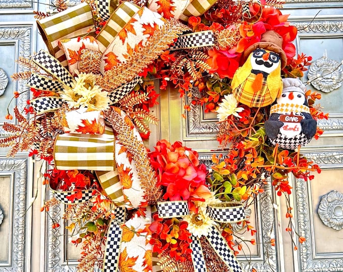 Fall Wreath, Autumn Wreaths, Lovebirds fall wreath. Fall in love, Wreath, front door wreath, thanksgiving wreath