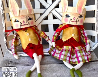 Box head bunnies, Easter bunnies decor, Easter bunny decor, spring bunny wreath attachment