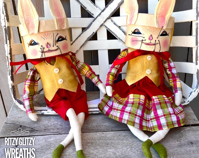 Box head bunnies, Easter bunnies decor, Easter bunny decor, spring bunny wreath attachment