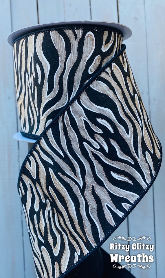 Farrisilk Ribbon Zebra Striped Ribbon Wired Ribbon Luxury Etsy