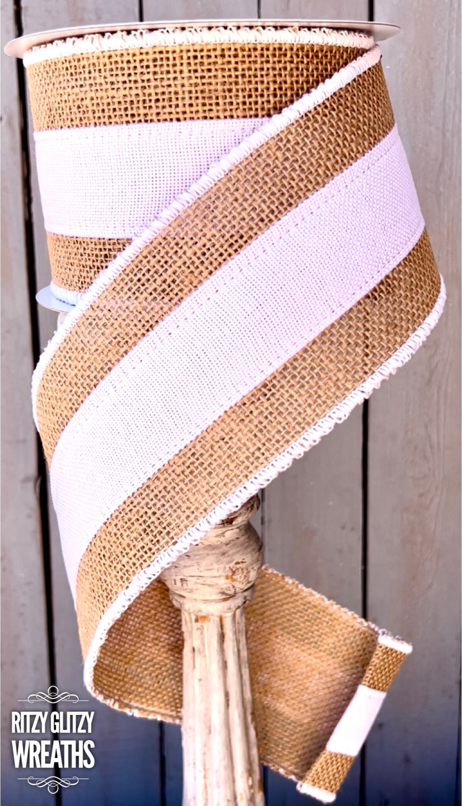 Farrisilk Ribbon Burlap Borders Burlap White Ribbon Wired Etsy