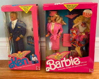 Coffret cadeau Barbie FLIGHT TIME et Flight Time Ken au choix NRFBox Mattel 1989