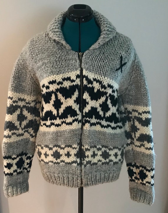 Vintage Canadian Hand Knit Cowichan Wool Sweater