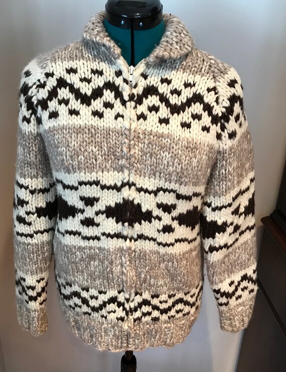 Vintage Canadian Hand Knit Cowichan Wool Sweater