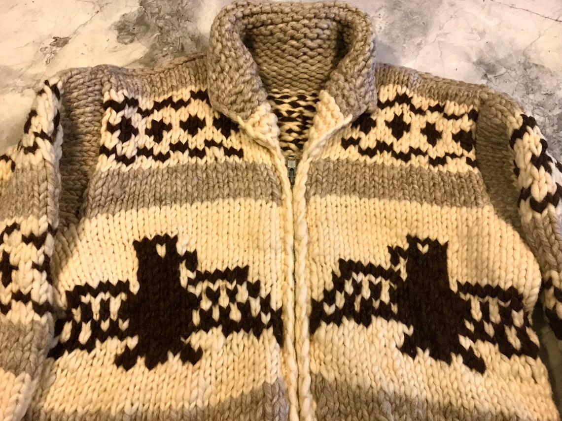 Vintage Canadian Indigenous Cowichan Kisitua Sweater Jacket | Etsy
