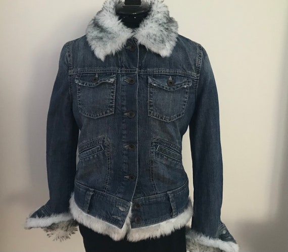 Mavi Celeste Faux Fur Jean Jacket Medium - image 1