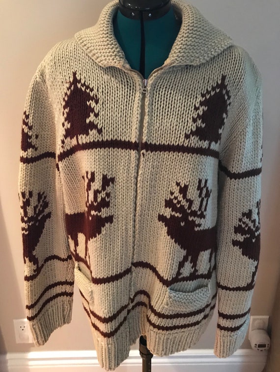 Vintage Canadian Mary Maxim Hand Knit Cowichan Swe