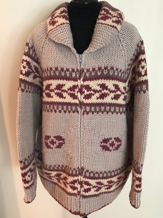 Vintage Canadian Cowichan Sweater Jacket Hand Made