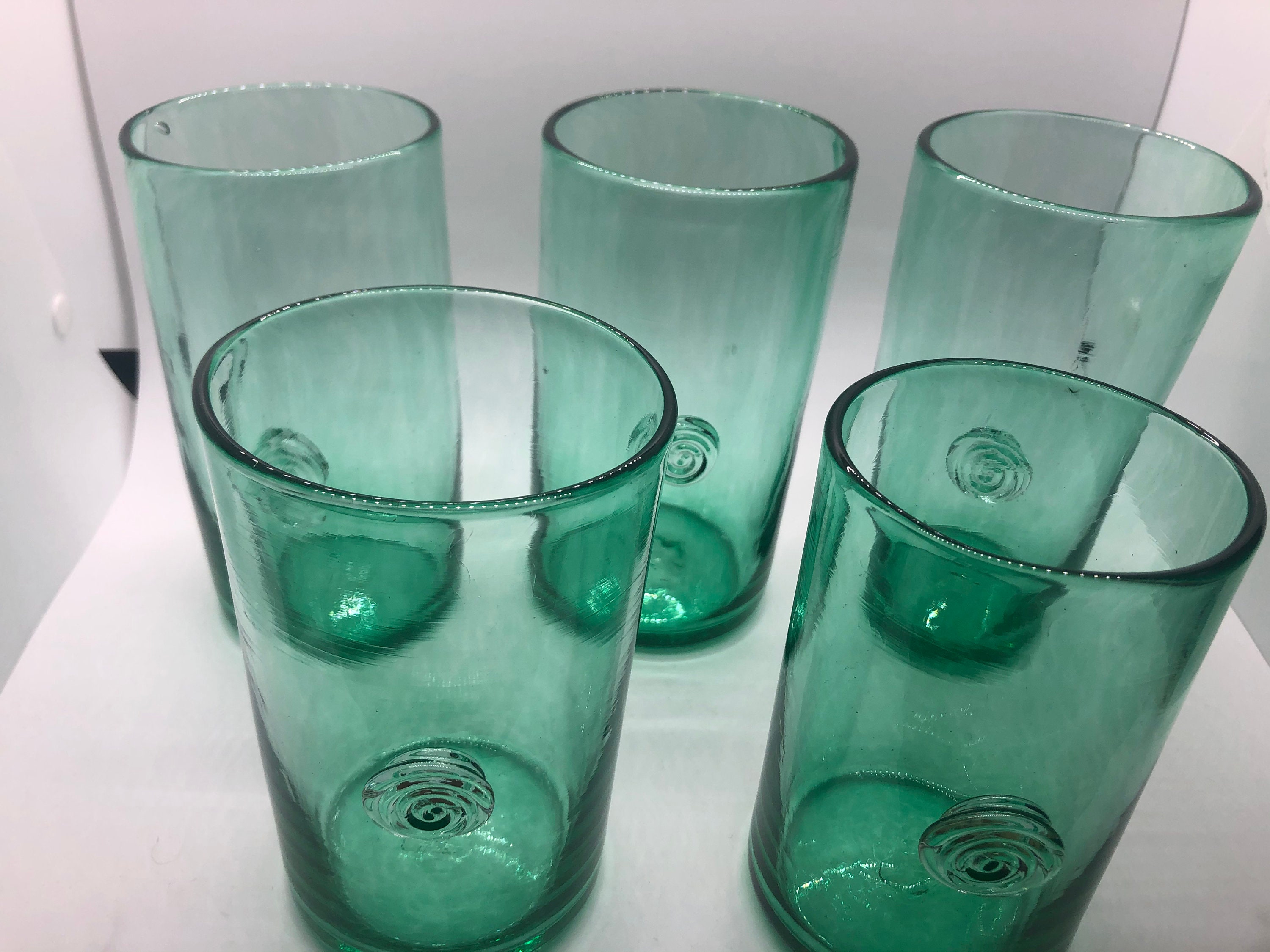 Tall drinking glasses with Spiral stamp Lime green Etsy