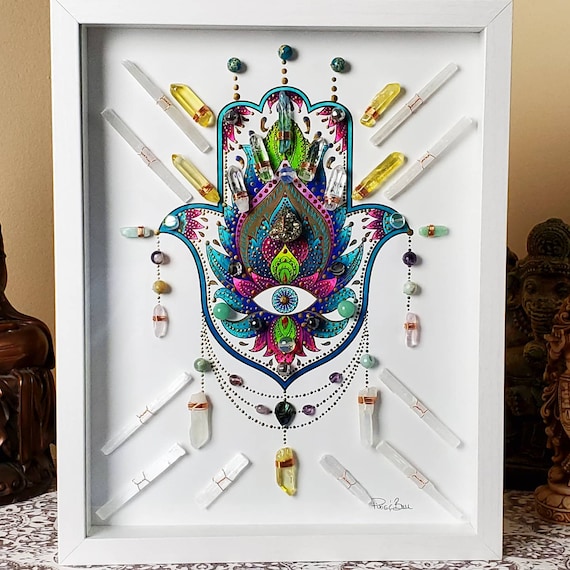 House blessing, Crystal Grid, crystal art, framed crystal art, house  warming, sacred geometry, mandala art, energy infused art, crystals
