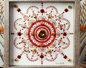 crystal art, sacred geometry art,mandala art, energy infused art, crystal artwork, art with crystals, framed crystal grid, release doubt