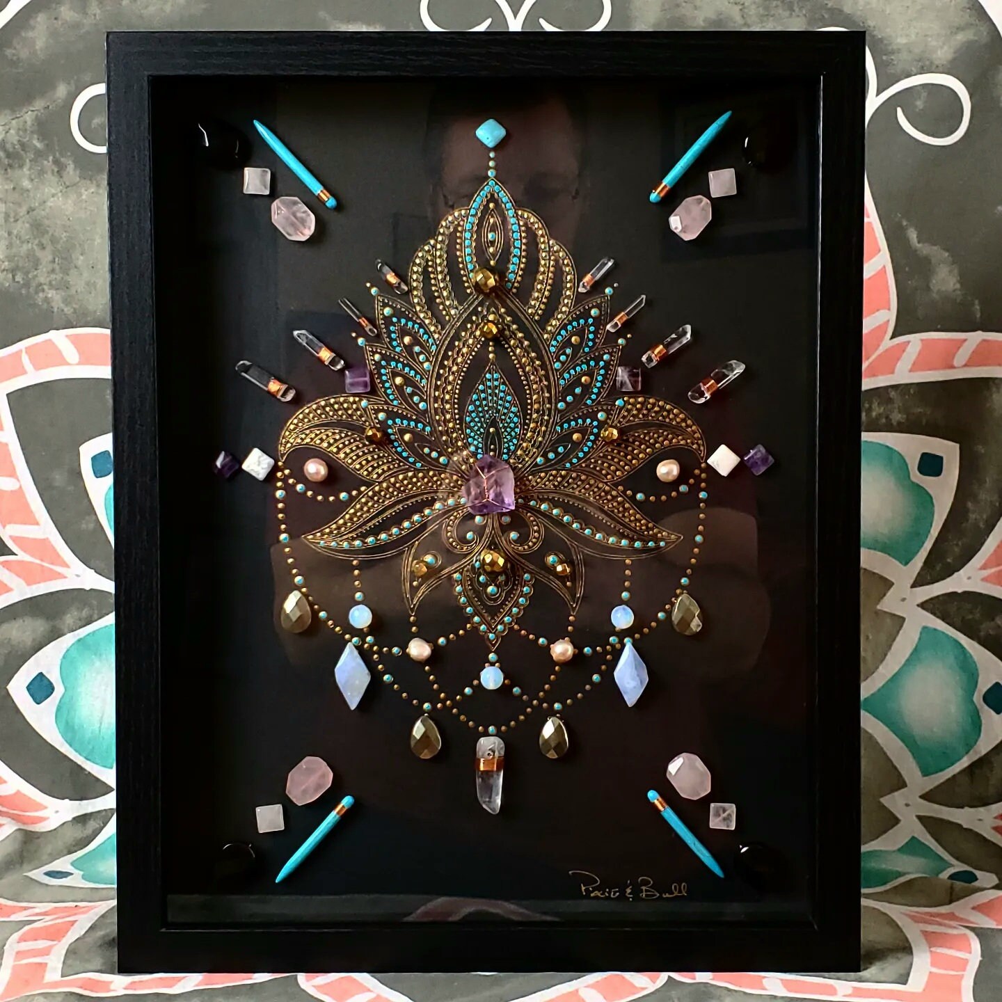House blessing, Crystal Grid, crystal art, framed crystal art, house  warming, sacred geometry, mandala art, energy infused art, crystals