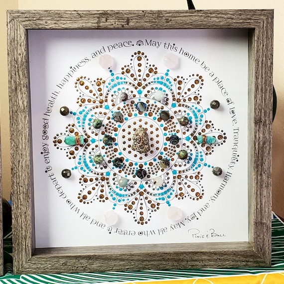 House blessing, Crystal Grid, crystal art, framed crystal art, house  warming, sacred geometry, mandala art, energy infused art, crystals