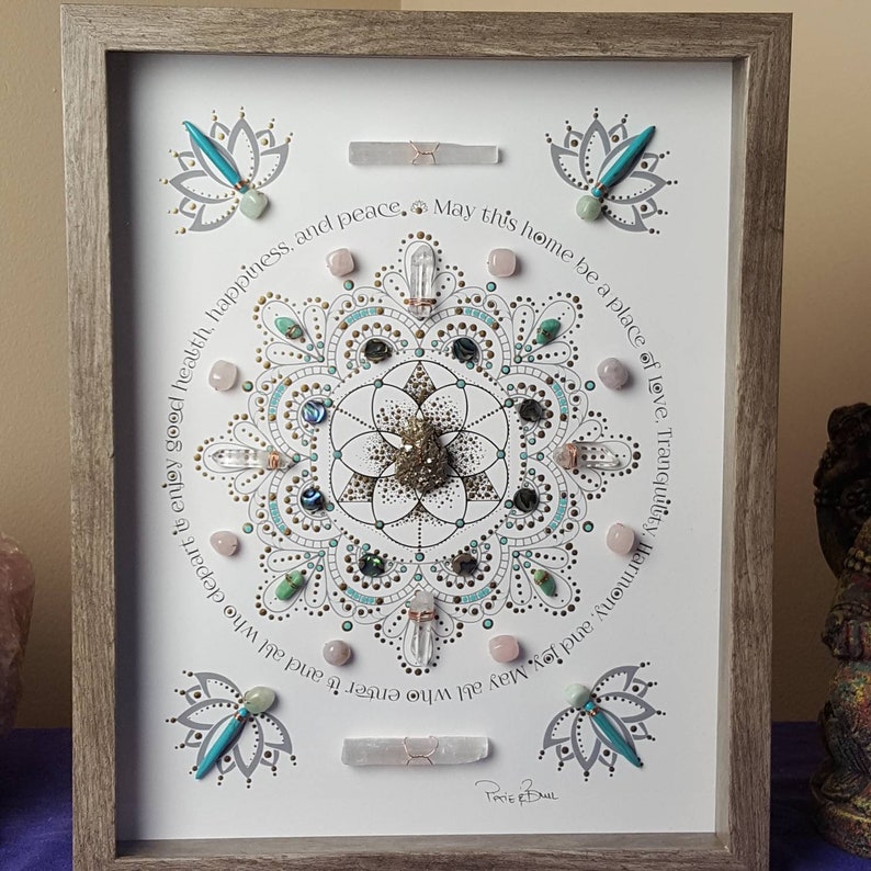 House blessing Crystal Grid crystal art framed crystal art Etsy