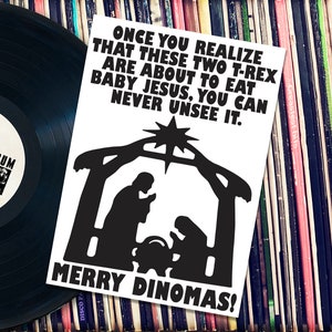 Merry Dinomas carta stampabile 5x7". DOWNLOAD immediato.