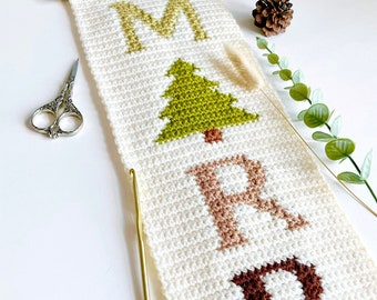 Crochet Pattern | The Merry and Bright Wall Hanging | Wall Hanging Crochet Pattern | Christmas Crochet Pattern | Pine Tree Crochet Pattern