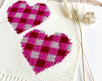 Crochet Pattern | The Double Plaid Heart Wall Hanging | Wall Hanging Crochet Pattern | Crochet Heart Pattern  | Plaid Crochet Pattern | PDF