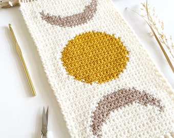 Crochet Pattern | The Mini Moon Phase Wall Hanging | Moon Phase Crochet Pattern | Crochet Wall Hanging Pattern | Instant Download | PDF