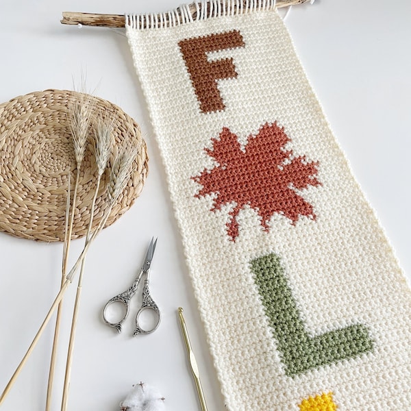 Crochet Pattern | The Oh So Fall Wall Hanging | Wall Hanging Crochet Pattern | Fall Crochet Pattern | Maple Leaf Crochet Pattern | PDF